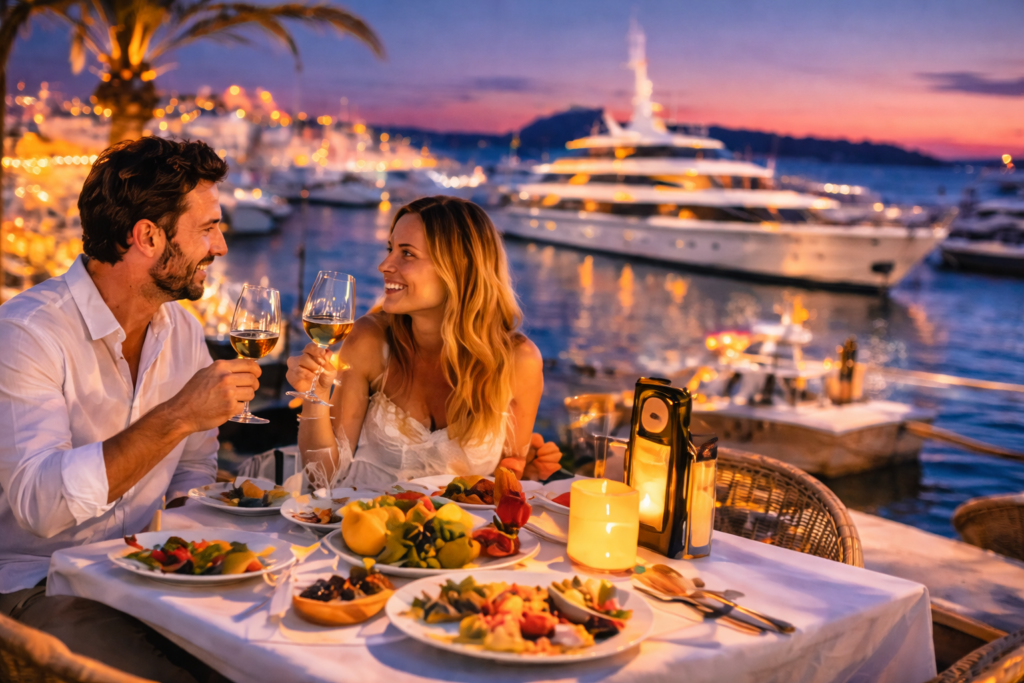 Romantic dinner at the marina